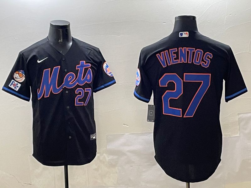 Men New York Mets #27 Vientos Black Game 2025 Nike MLB Jersey style 8